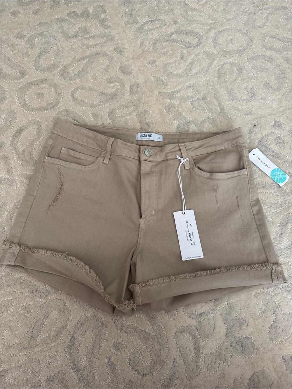 Just Black Tan Frayed Hem Denim Shorts